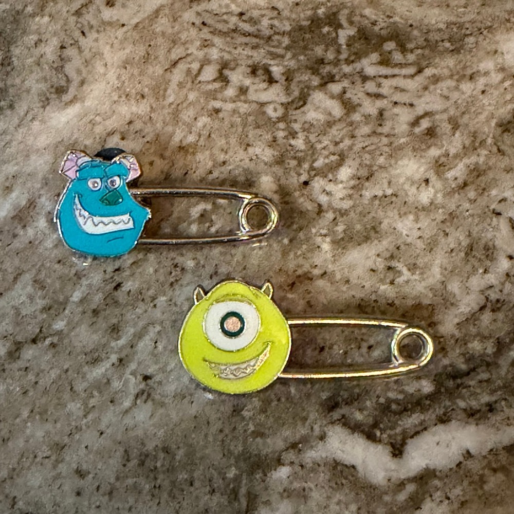 Disney Monsters Inc Safety Pin Set Mike Wazowski Sulley Pins Pixar